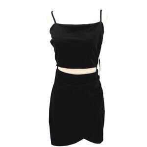 EMERALD SUNDAE L juniors black cut out faux wrap skirt mini dress NWT B128